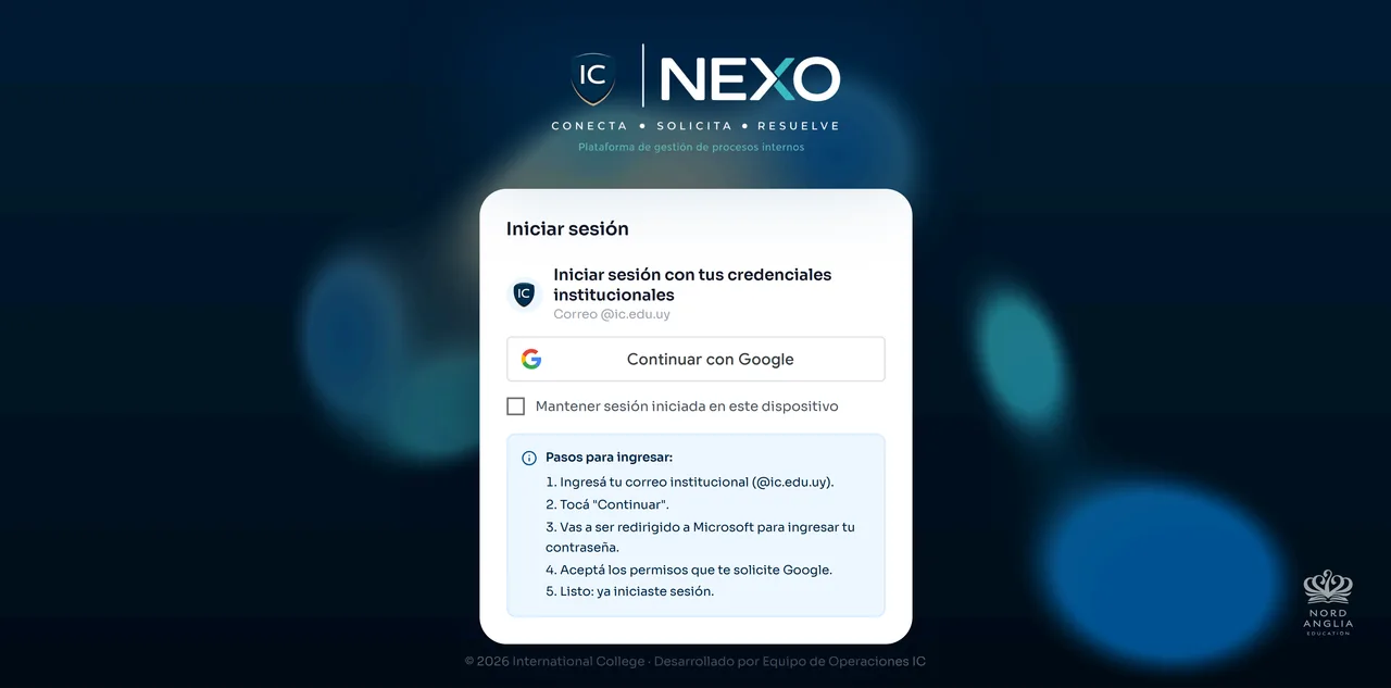 IC Nexo — Educación · Plataforma de gestión interna | caso de diseño web WebsLatam